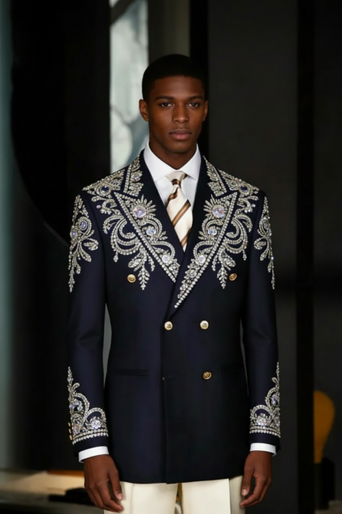 👑 KING DIAMOND TUXEDO — COSTUME COUTURE BRODÉ & CRISTAUX HOMME