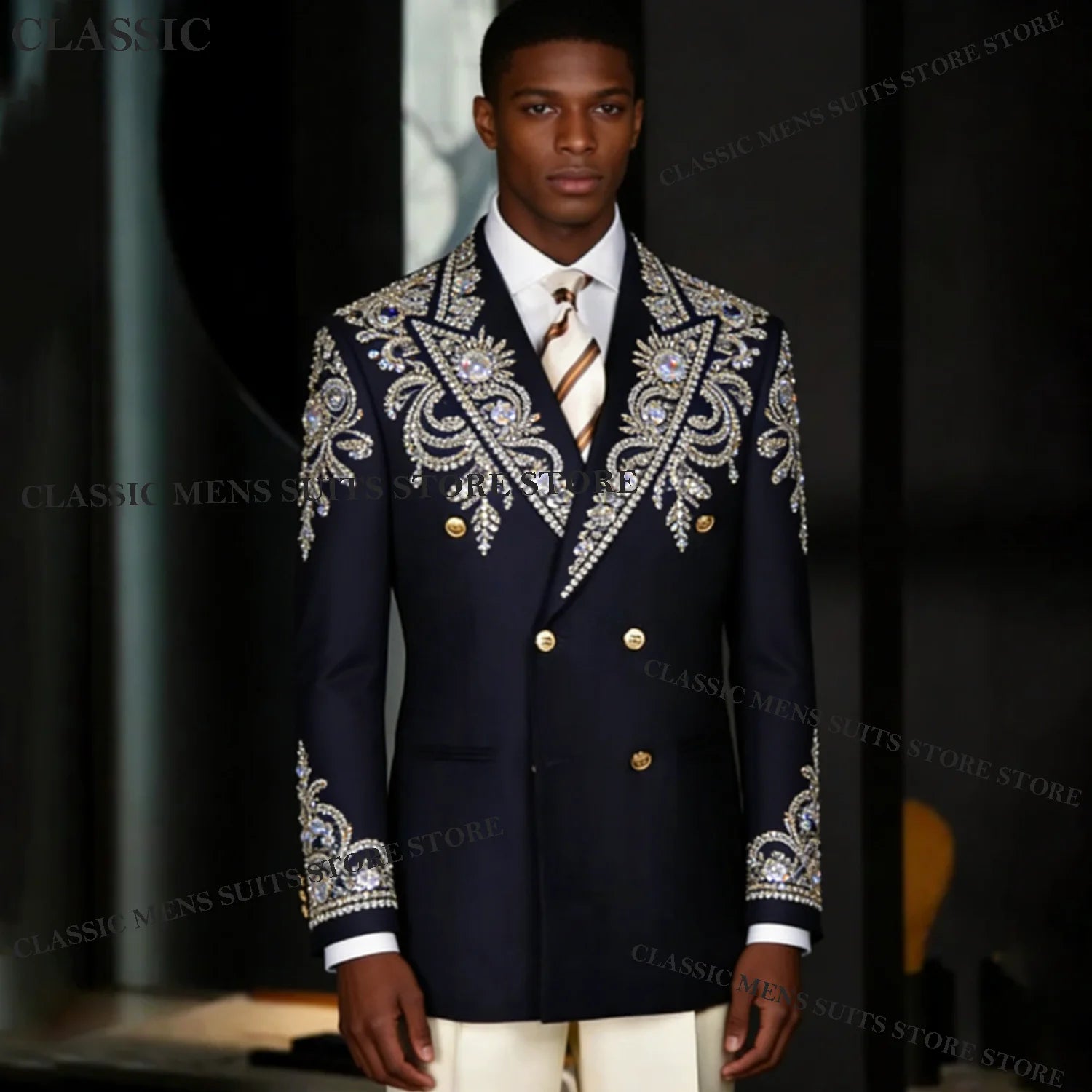 👑 KING DIAMOND TUXEDO — COSTUME COUTURE BRODÉ & CRISTAUX HOMME