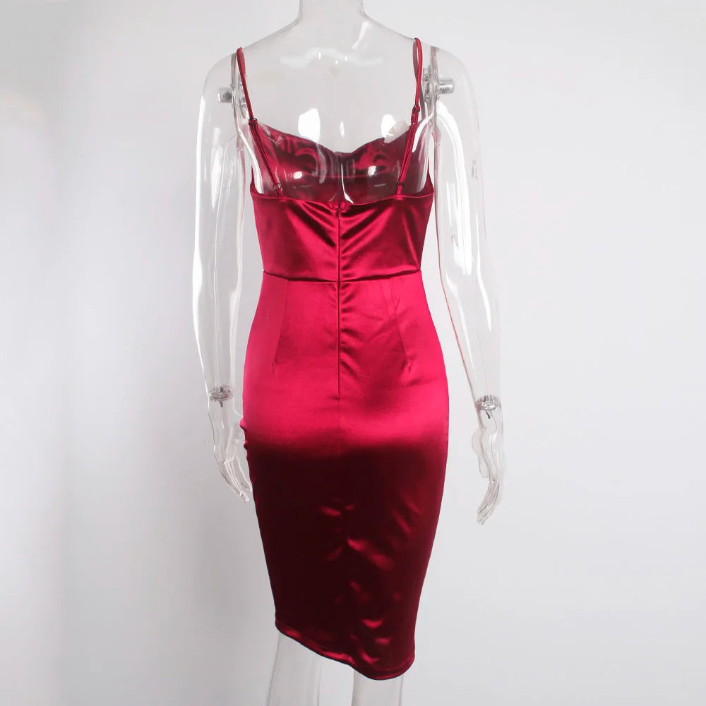 👑 QUEEN SATIN MIDI — ROBE MIDI SATIN COCKTAIL