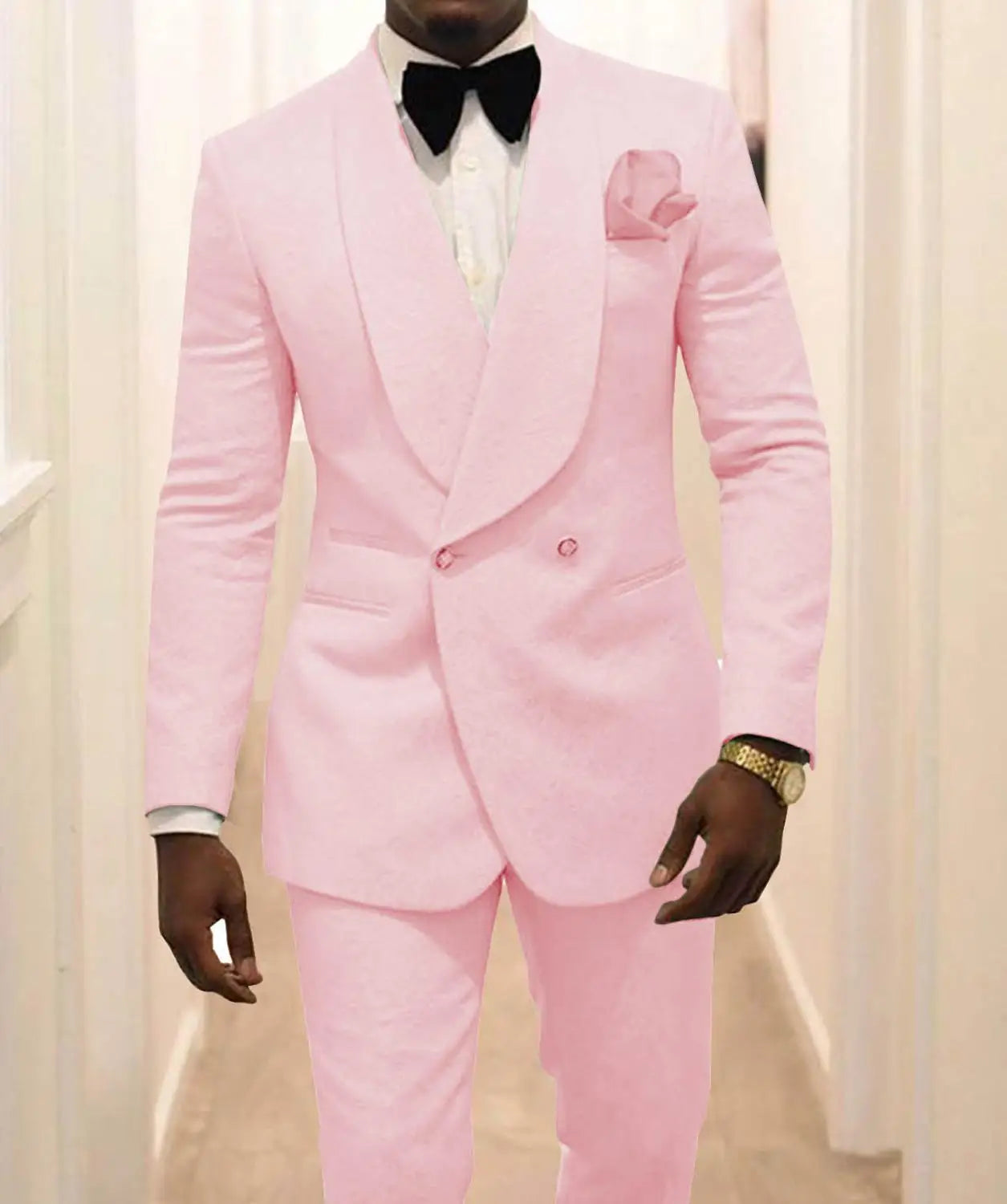 👑 KING WHITE PATTERN — SMOKING MARIÉ BLANC MOTIF REVERS CHÂLE 2 PIÈCES ÉDITIONRUNWAY EDITION