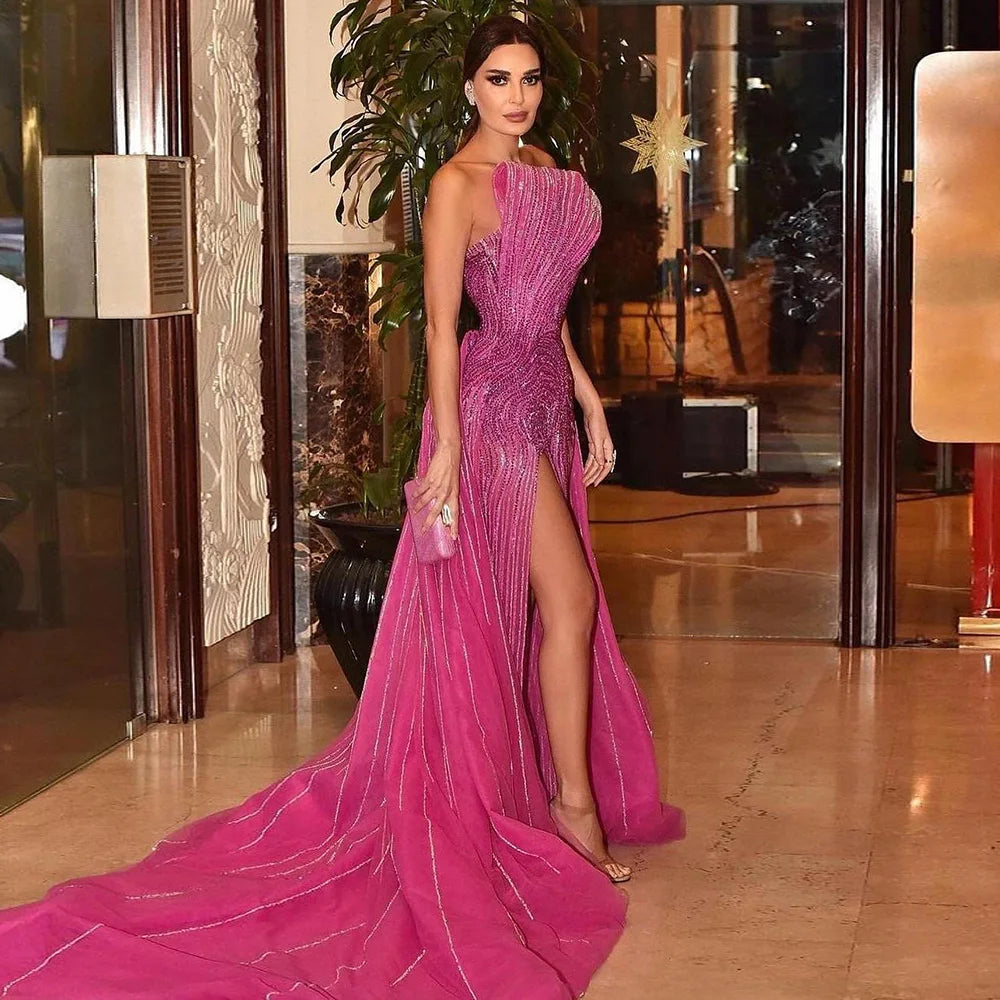👑 QUEEN ILLUSION — ROBE DE SOIRÉE PAILLETTES & PERLES