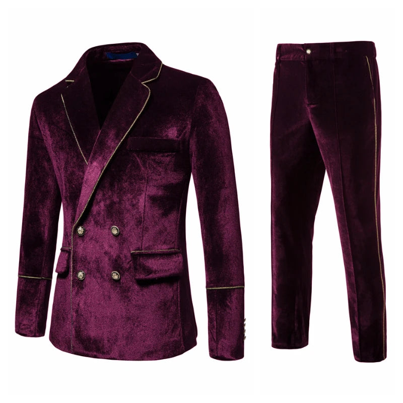 👑 KING VELOURS LISERET OR — COSTUME DOUBLE BOUTONNAGE