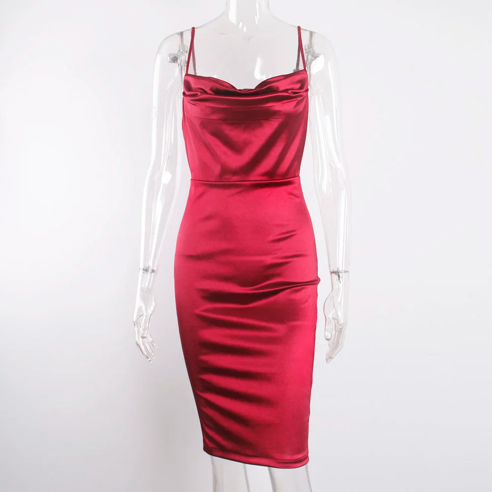 👑 QUEEN SATIN MIDI — ROBE MIDI SATIN COCKTAIL