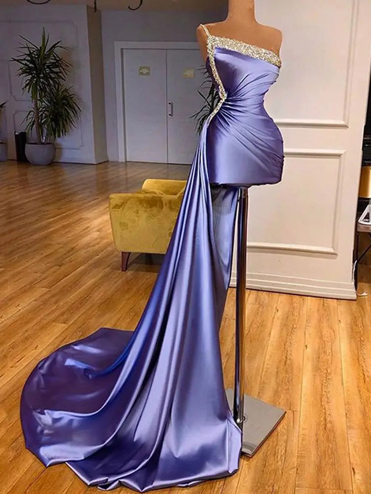 👑 QUEEN ONE SHOULDER — ROBE COCKTAIL PERLES SIGNATURE RUNWAY EDITION
