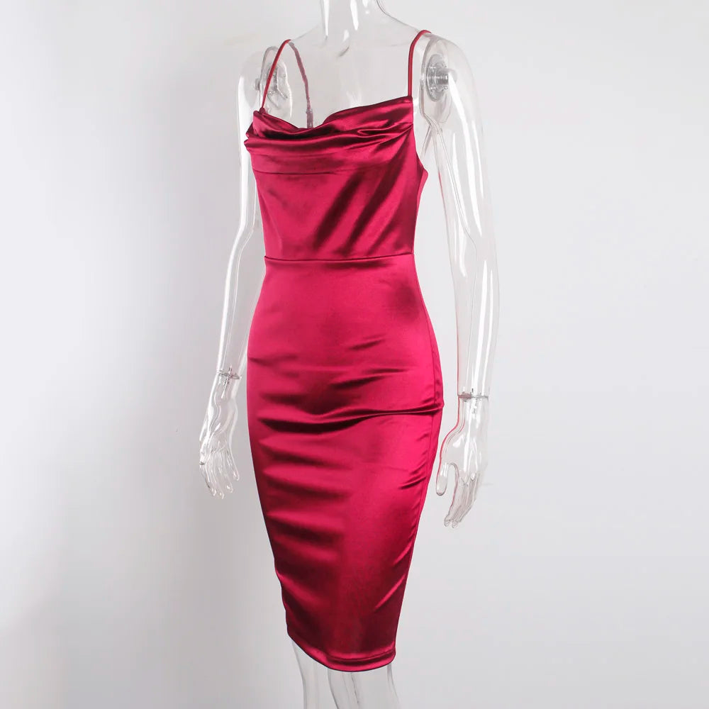 👑 QUEEN SATIN MIDI — ROBE MIDI SATIN COCKTAIL