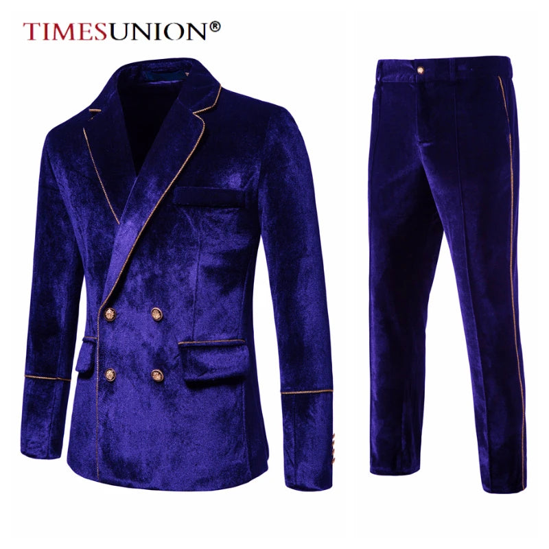 👑 KING VELOURS LISERET OR — COSTUME DOUBLE BOUTONNAGE