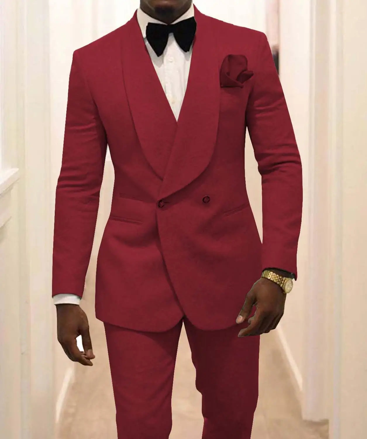 👑 KING WHITE PATTERN — SMOKING MARIÉ BLANC MOTIF REVERS CHÂLE 2 PIÈCES ÉDITIONRUNWAY EDITION