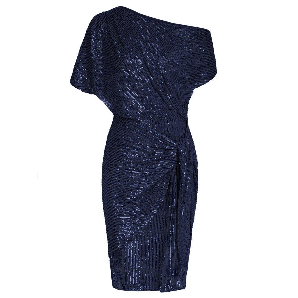 👑 QUEEN SEQUINS ASYMÉTRIQUE — ROBE BODYCON UNE ÉPAULE