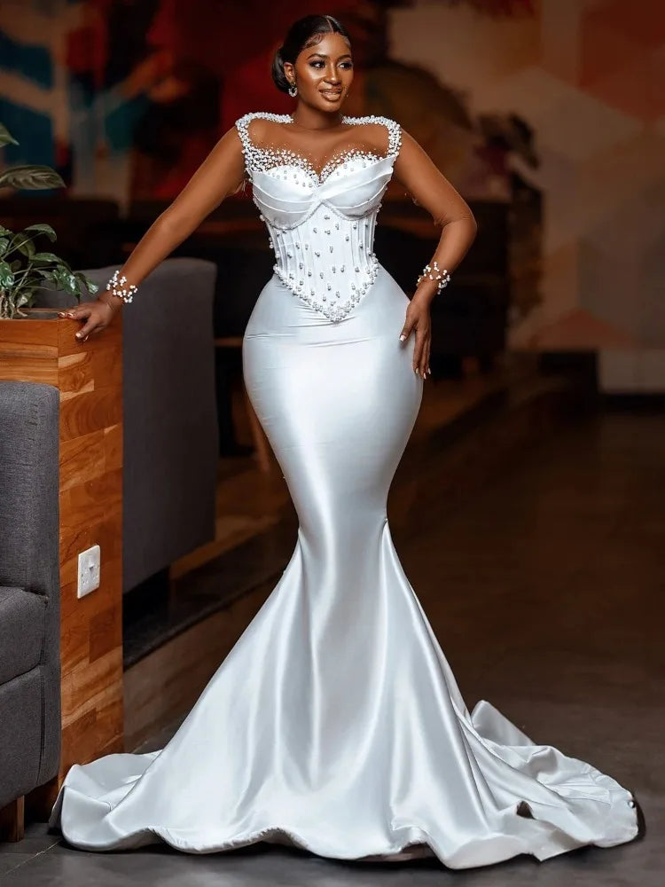 👑 QUEEN ASO EBI PEARL — ROBE SIRÈNE AFRICAINE GRANDE TAILLE PERLÉE