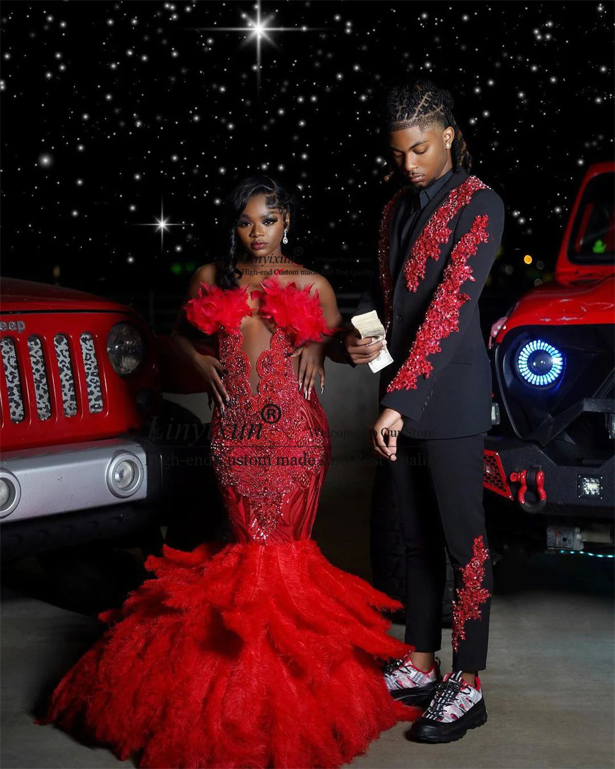 👑 KING BLACK PEARL — SMOKING MARIAGE NOIR PERLÉ APPLIQUÉS COUTURE