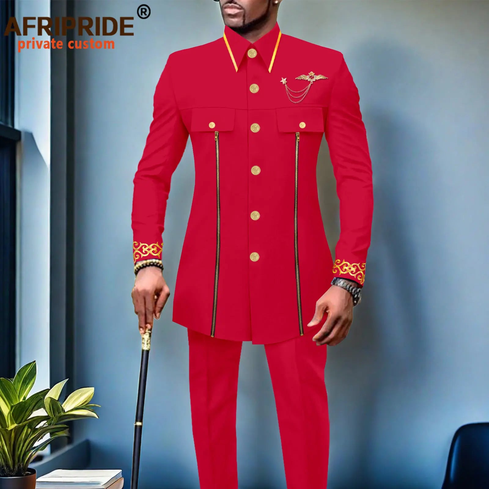 👑 KING AFRICA SLIM — COSTUME AFRICAIN CINTRÉ BRODÉ BLAZER & PANTALON