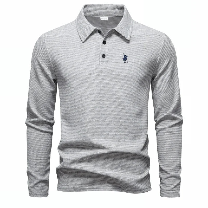 👑 KING POLO BRODÉ — POLO HOMME MANCHES LONGUES COUTURE PREMIUM