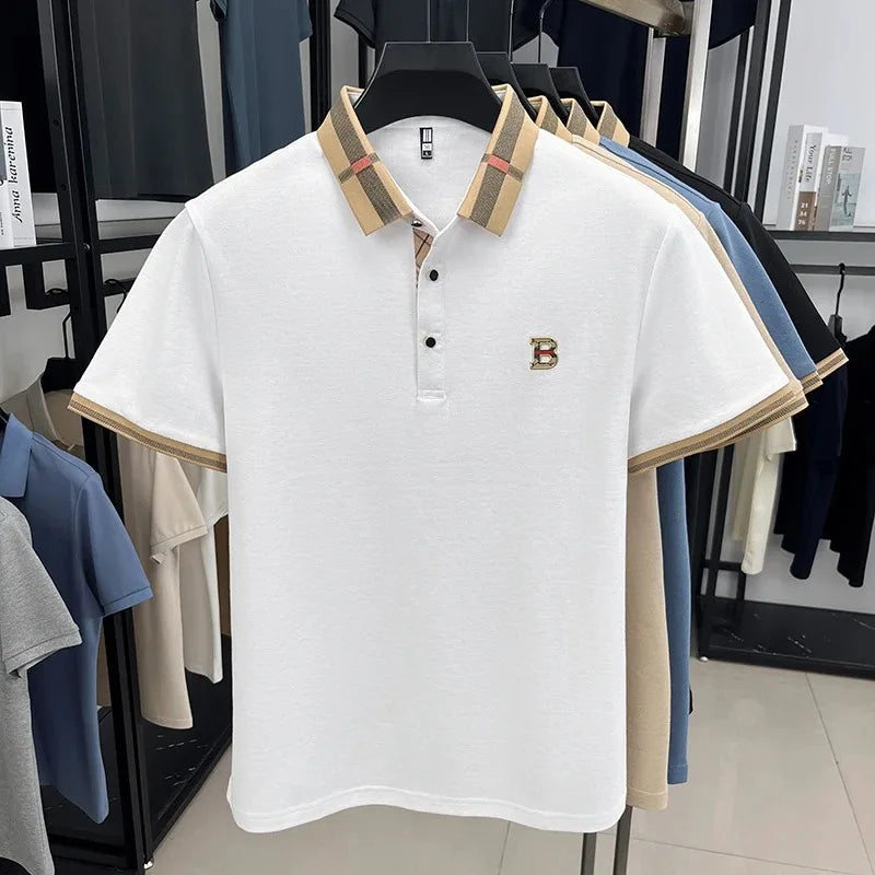 👑 KING POLO SIGNATURE — POLO COTON-SOIE MANCHES COURTES LOGO LUXE ÉTÉ