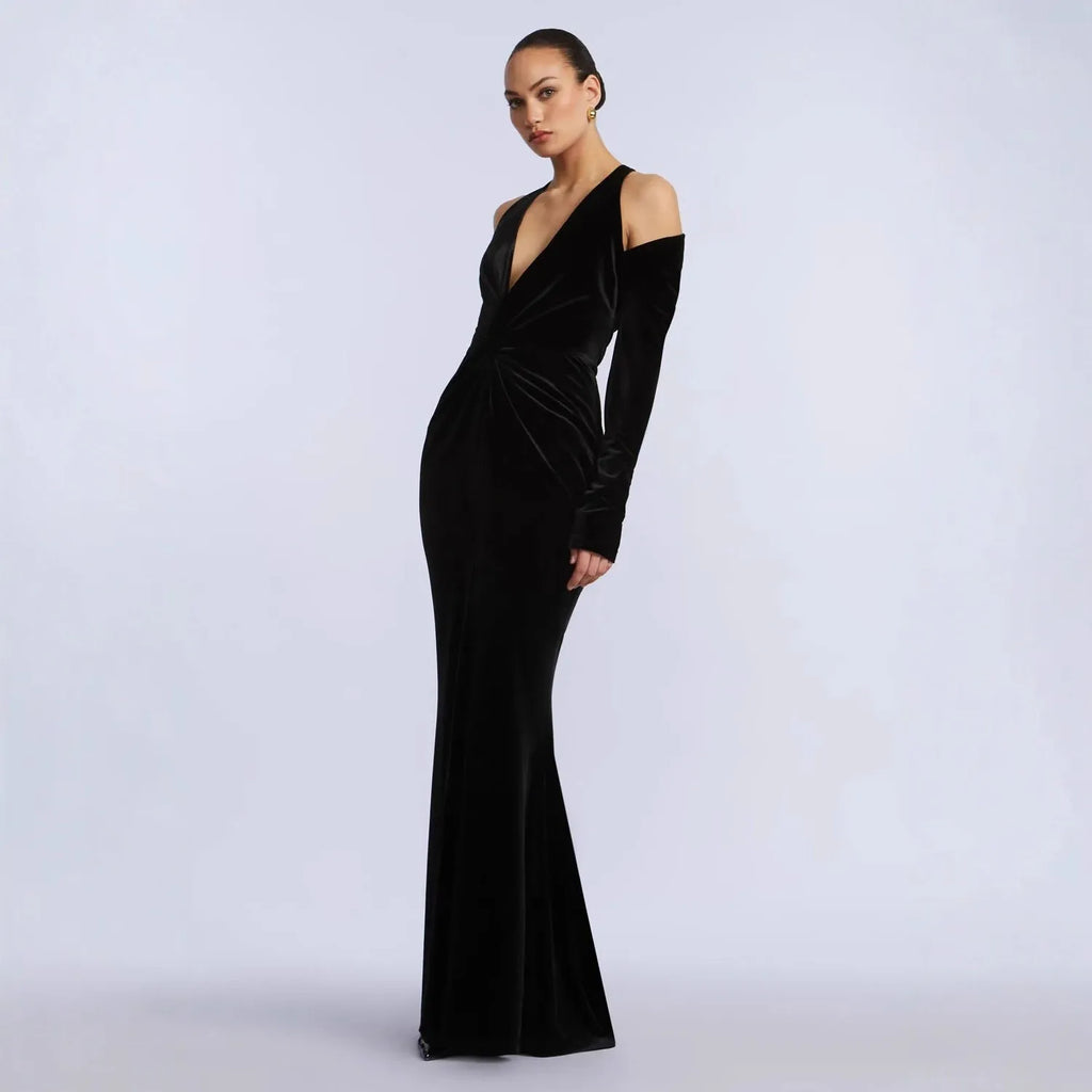 👑 QUEEN VELVET MERMAID — ROBE LONGUE VELOURS SIRÈNE COUTURE
