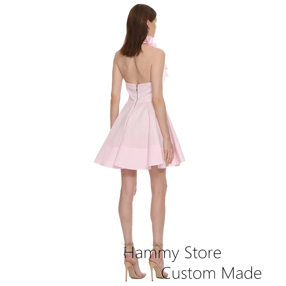 👑 QUEEN HALTER FLEUR — MINI ROBE DOS NU SIGNATURE