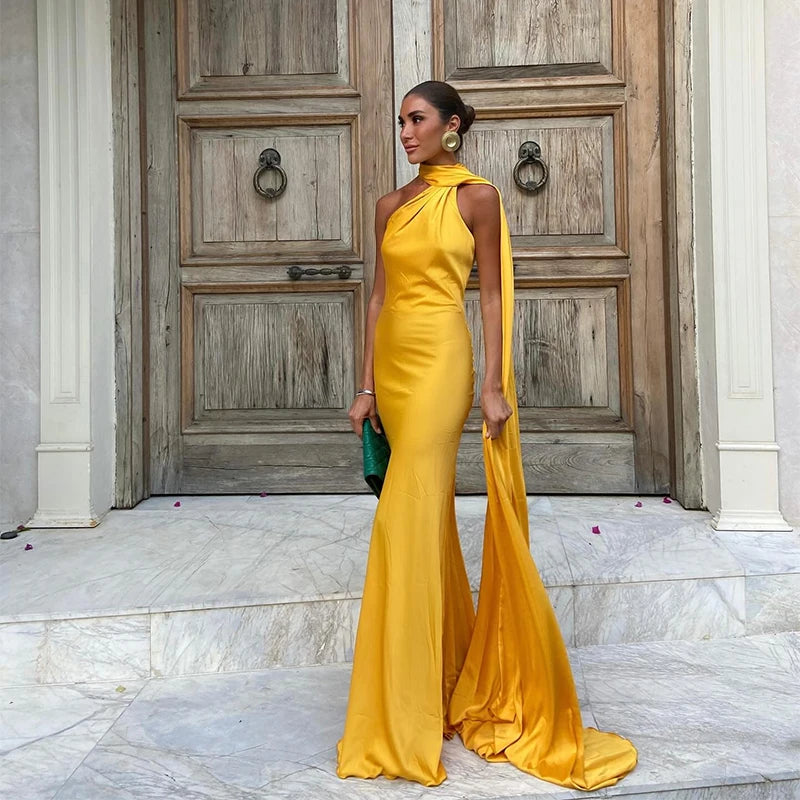 👑 QUEEN SATIN RIBBON — ROBE LONGUE COL DIAGONAL & DOS NU SIGNATURE