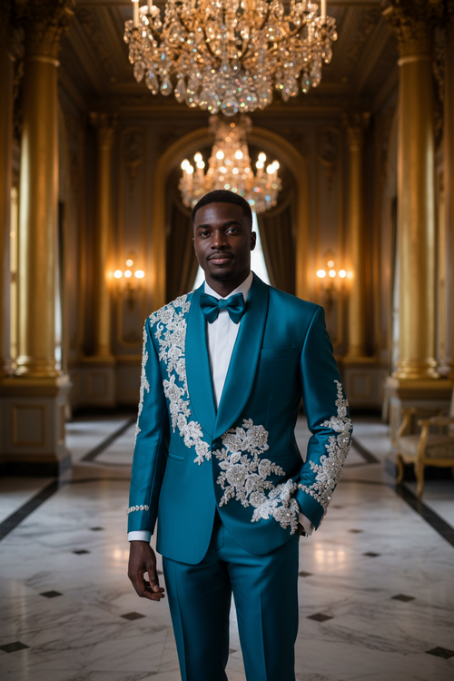 👑 KING CRYSTAL TUXEDO — COSTUME 2 PIÈCES COUTURE CRISTAUX & BRODERIES SUR MESURE