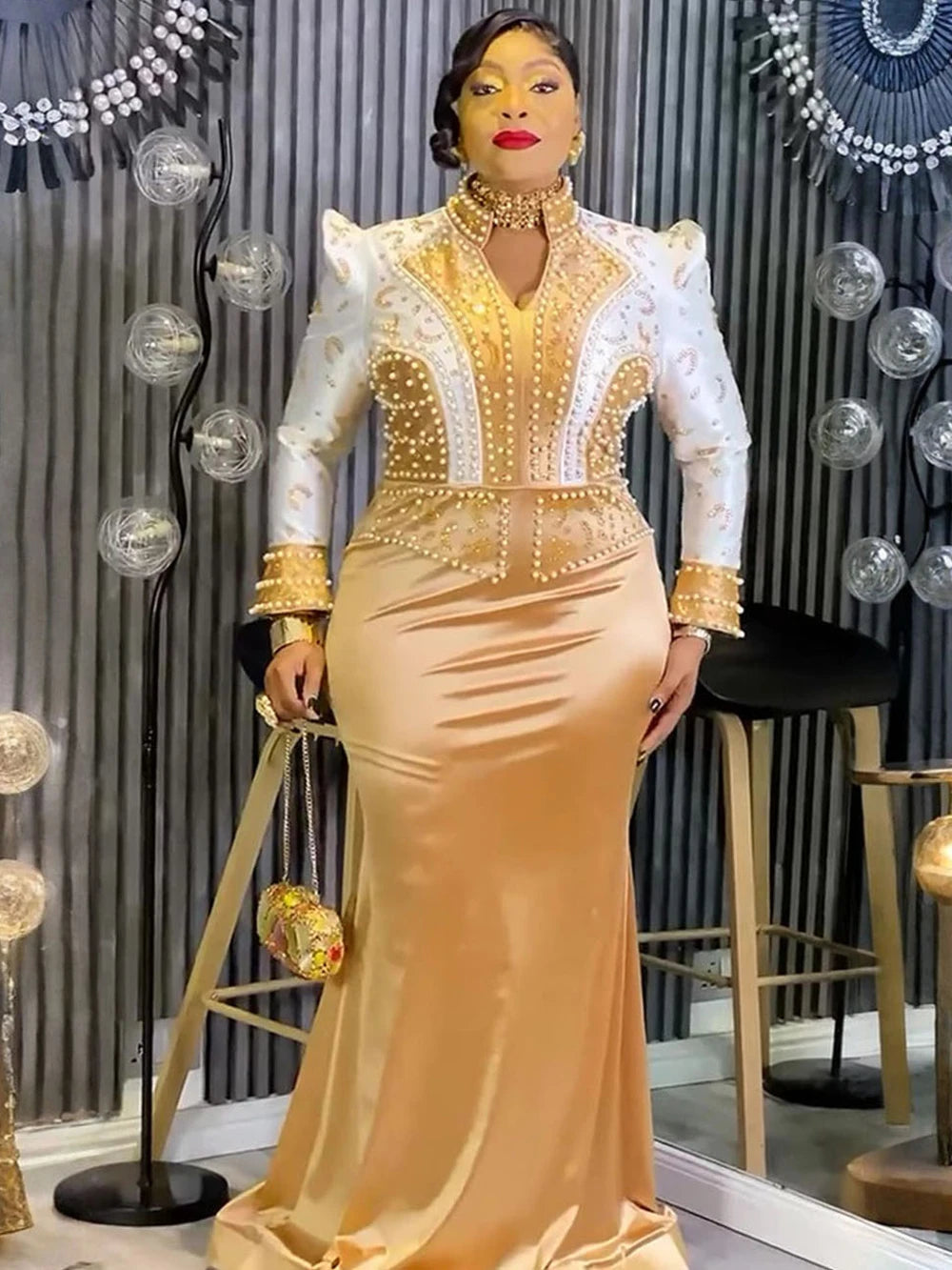 👑 QUEEN GOWN DIAMANTS — ROBE LONGUE DE SOIRÉE STRAS & DIAMANTS COUTURE