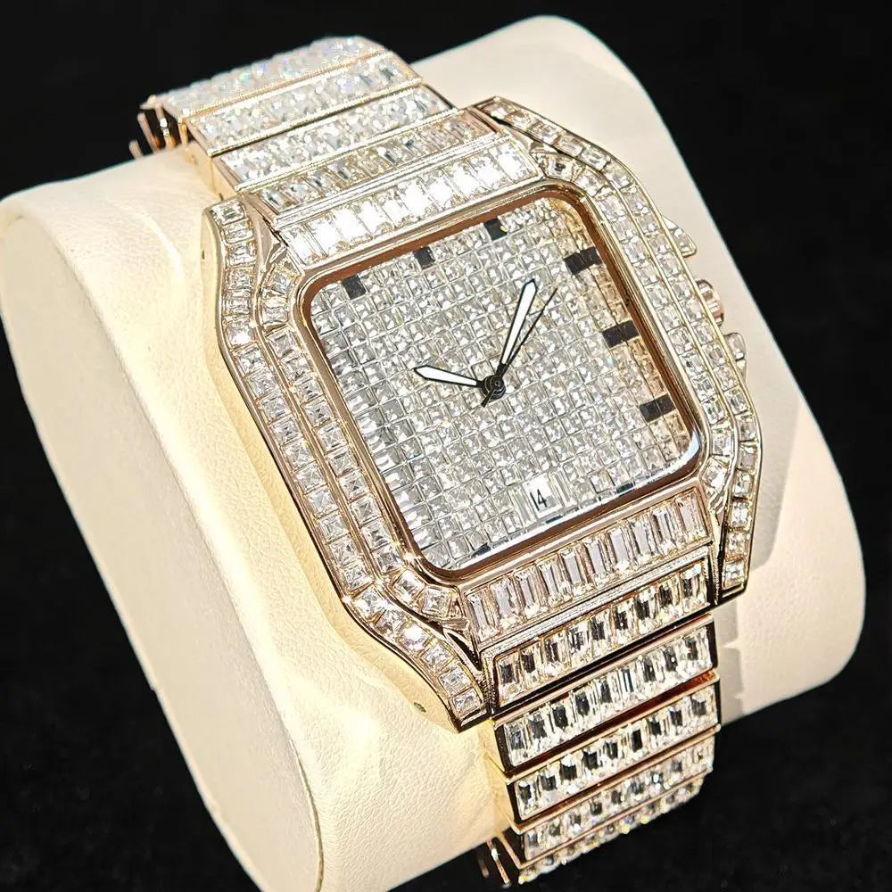 👑 Royal Montre Diamants – Quartz Hip Hop Luxe