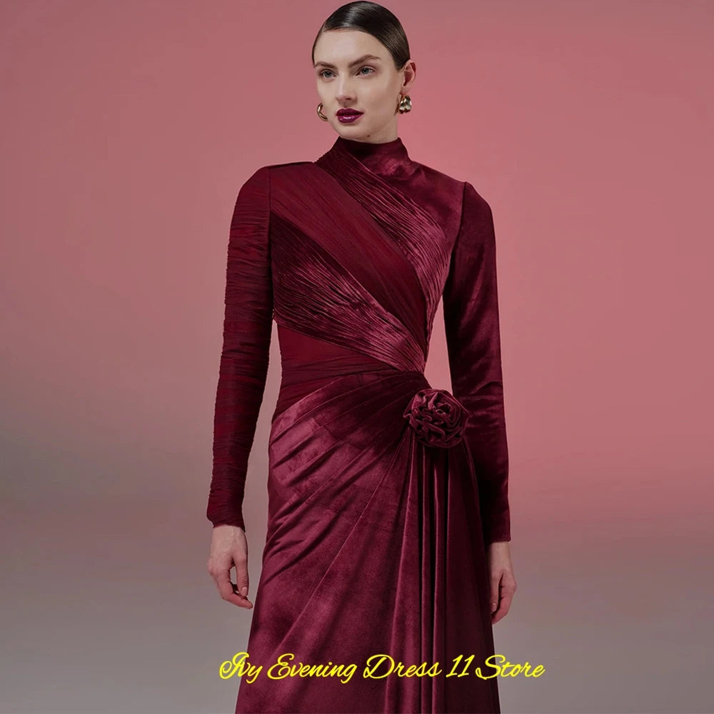 👑 QUEEN VELOURS FLEURS — ROBE LONGUE SOIRÉE SUR MESURE RUNWAY EDITION