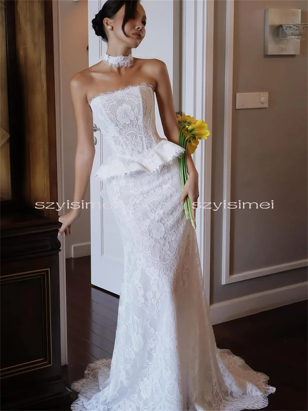 👑 QUEEN BRIDAL LACE GOWN — ROBE DE MARIÉE DENTELLE A-LINE CORSET DOS NU SIGNATURE