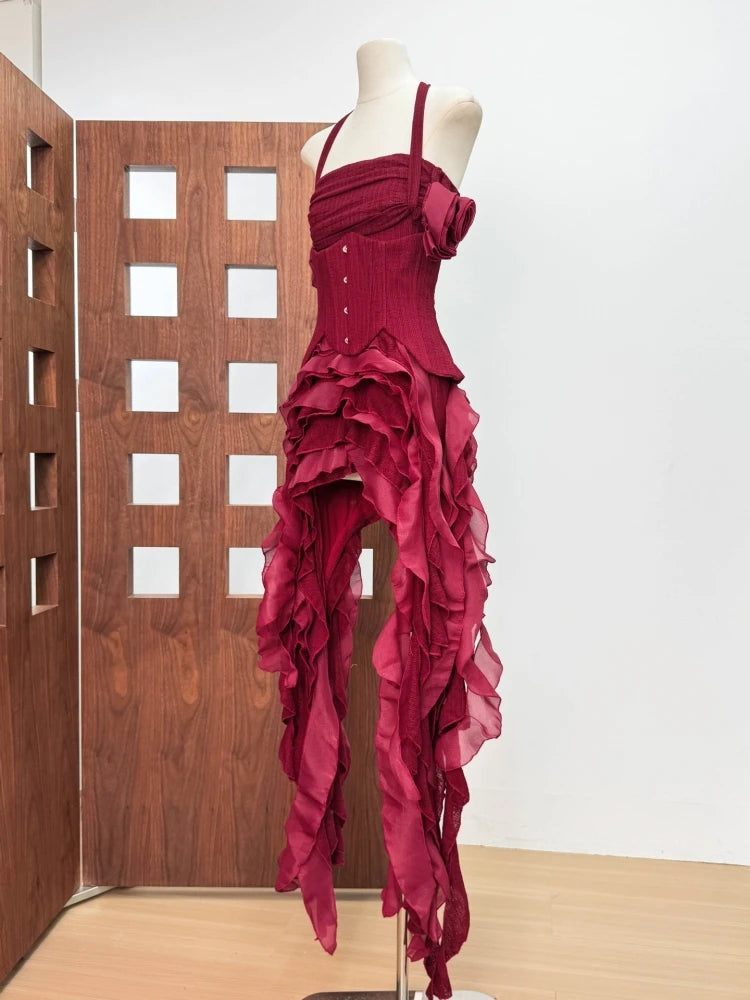 👑 QUEEN TRIO — ENSEMBLE MODULAIRE 3 PIÈCES CORSET & ROBE À VOLANTS SIGNATURE