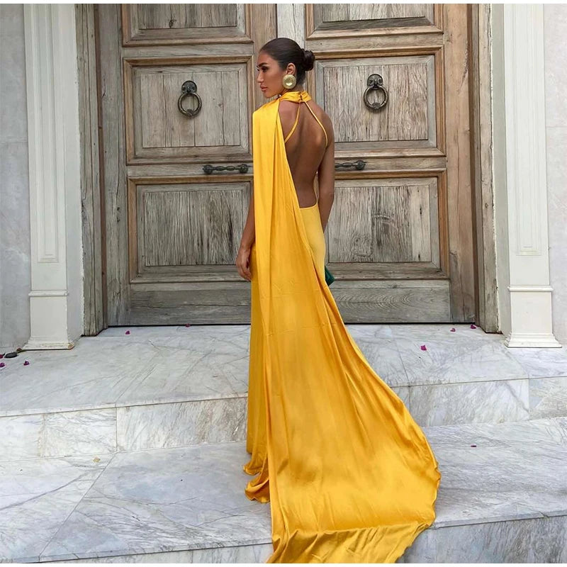 👑 QUEEN SATIN RIBBON — ROBE LONGUE COL DIAGONAL & DOS NU SIGNATURE