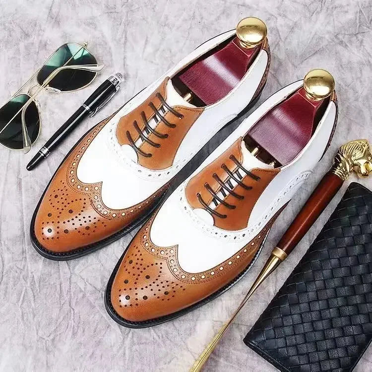 👑 ROYAL BROGUE OXFORD — CHAUSSURES HOMME CUIR BOUT POINTU ÉLÉGANTES