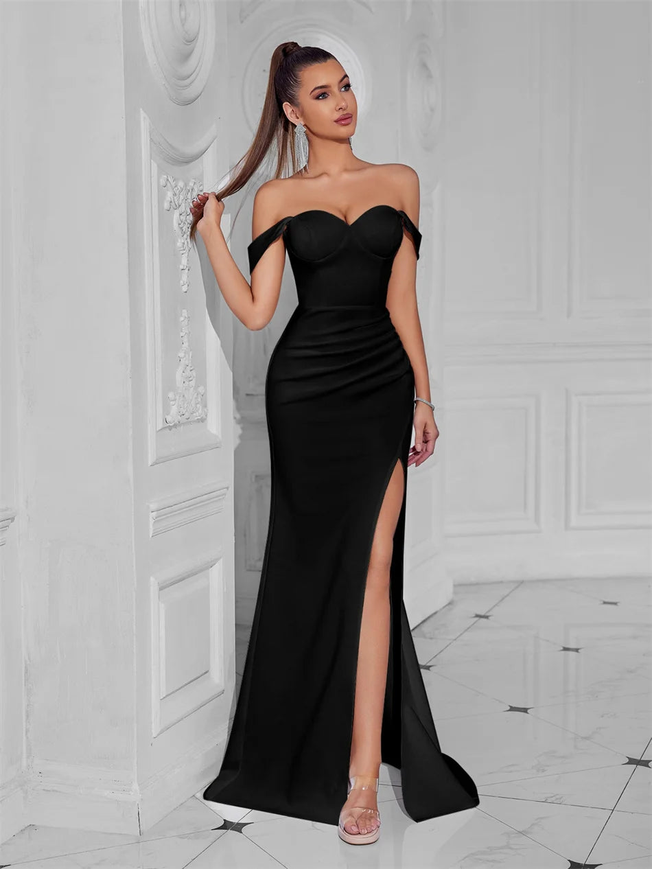 👑 Queen Maxi Épaule Dénudée – Soirée Sol