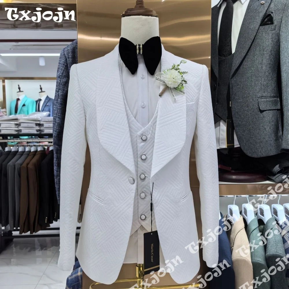 👑 KING JACQUARD TUXEDO — IVORY PRESTIGE EDITION