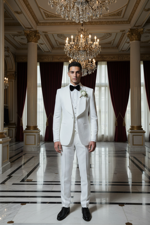👑 KING JACQUARD TUXEDO — IVORY PRESTIGE EDITION