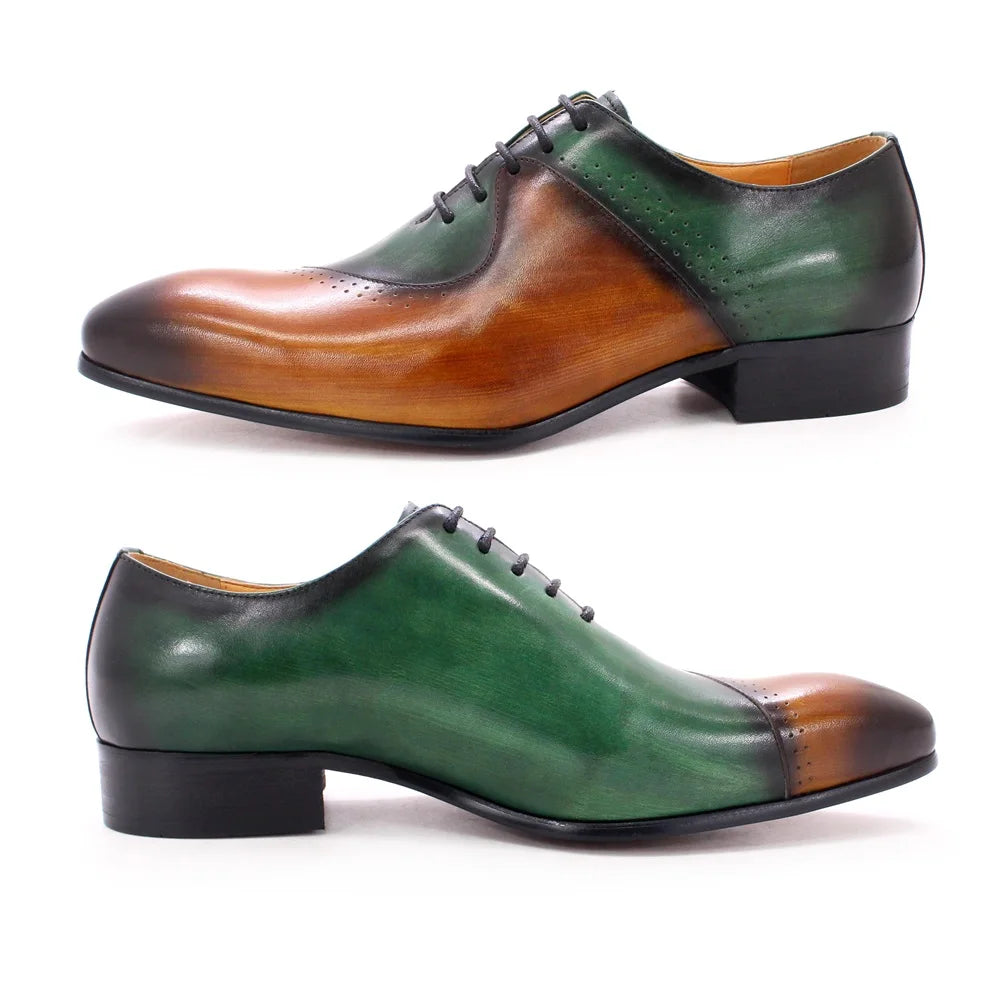 👑 Royal Oxford Italien – Marron & Vert Signature