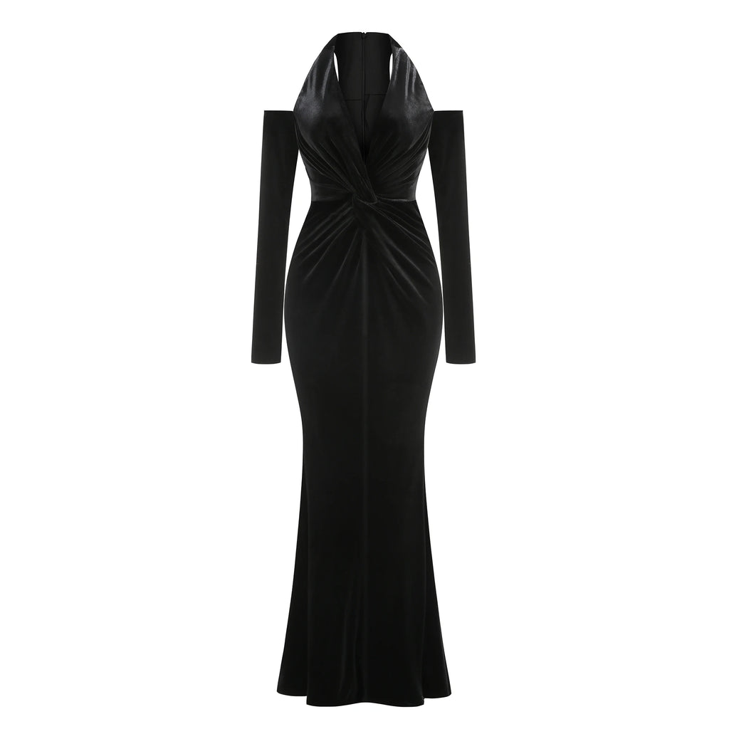 👑 QUEEN VELVET MERMAID — ROBE LONGUE VELOURS SIRÈNE COUTURE