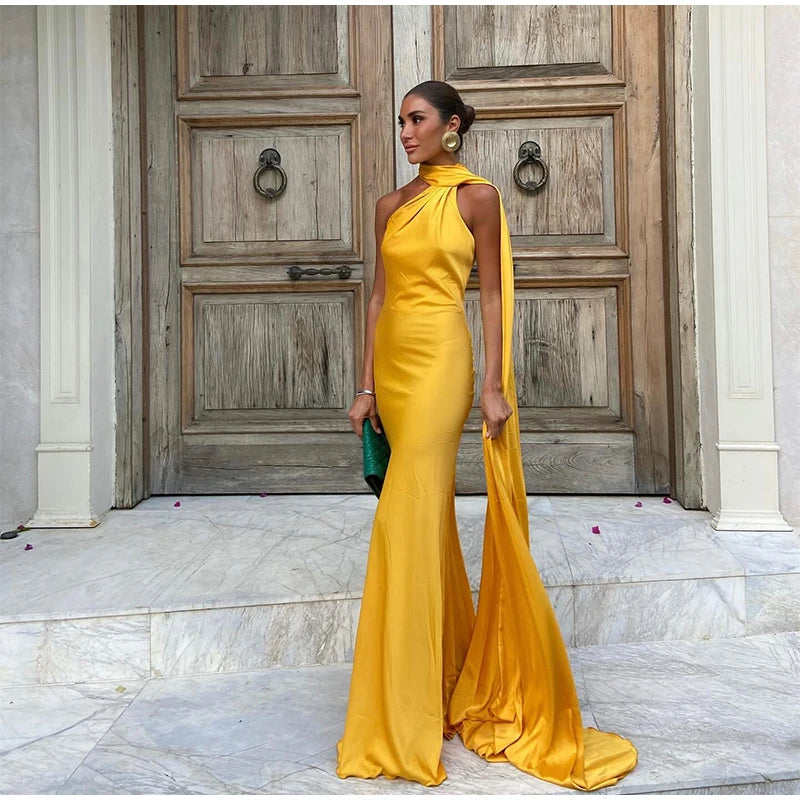 👑 QUEEN SATIN RIBBON — ROBE LONGUE COL DIAGONAL & DOS NU SIGNATURE