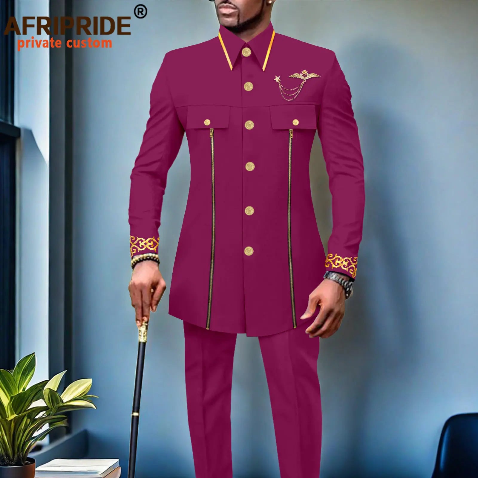 👑 KING AFRICA SLIM — COSTUME AFRICAIN CINTRÉ BRODÉ BLAZER & PANTALON