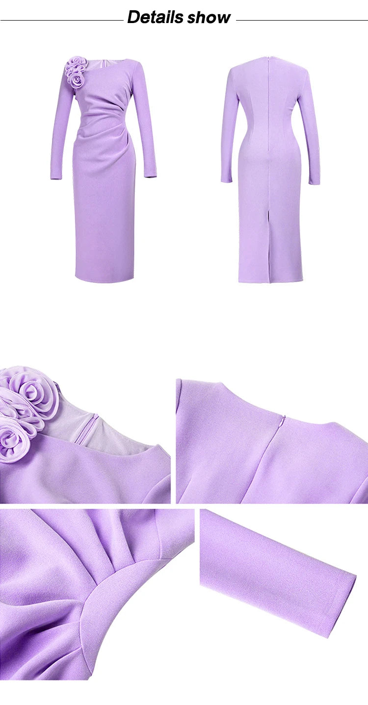 👑 Queen Fleurs 3D Midi – Bodycon Élégance