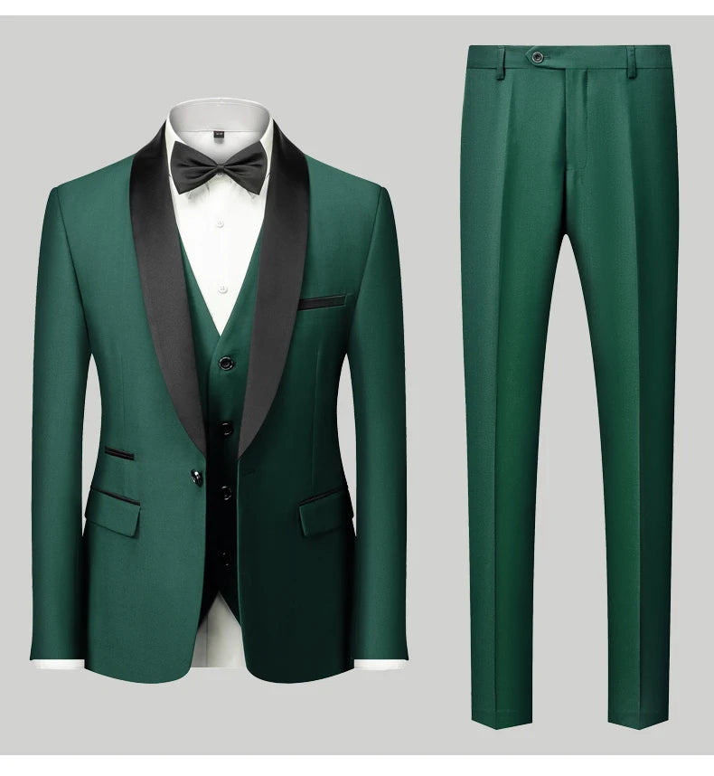 👑 KING TUXEDO SUIT — COSTUME 3 PIÈCES BLAZER, GILET & PANTALON CÉRÉMONIE