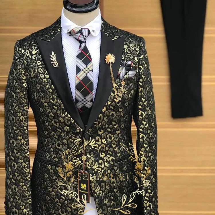 👑 King Léopard Or – Costume 3 Pièces Audace