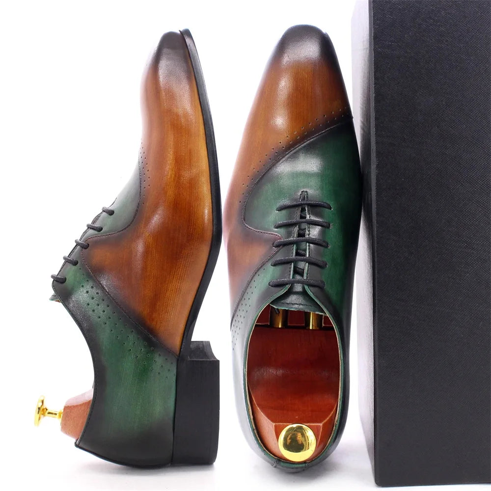 👑 Royal Oxford Italien – Marron & Vert Signature