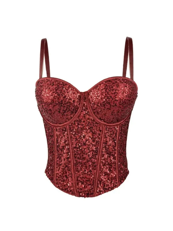 👑 Queen Corset Sequins – Top Scène & Soirée