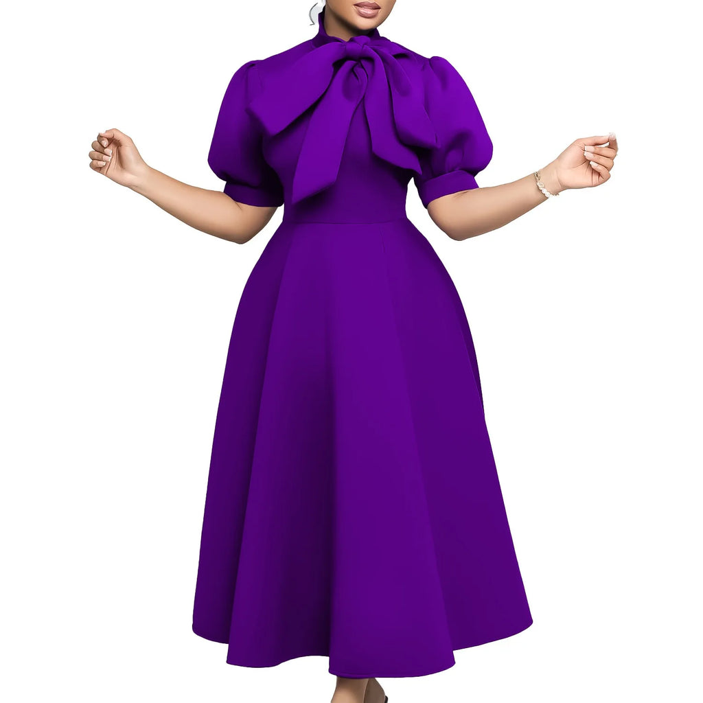 👑 QUEEN BOW — ROBE PLISSÉE À NŒUD SIGNATURE