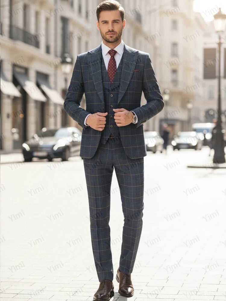 👑 KING PRESTIGE SUIT — COSTUME 3 PIÈCES REVERS POINTUS MARIAGE & GALA
