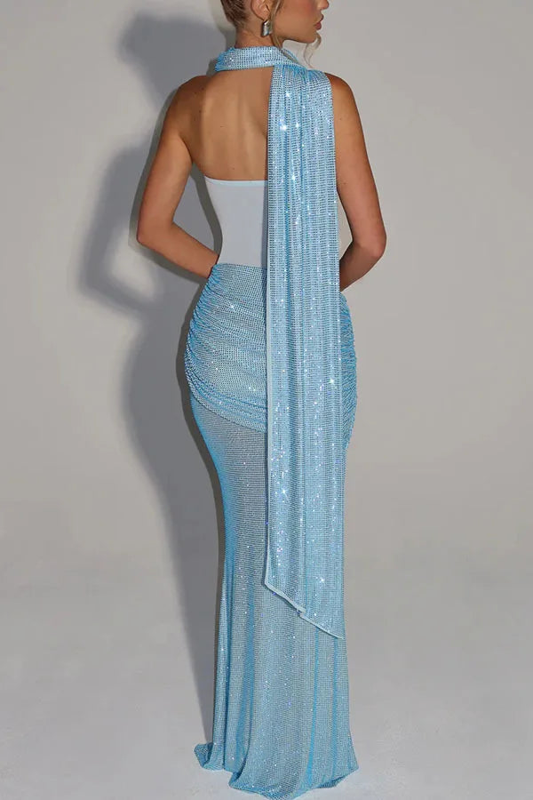 👑 QUEEN SEQUIN RIBBON — ROBE LONGUE TUBE TOP SEQUINS & DÉCOUPES SIGNATURE