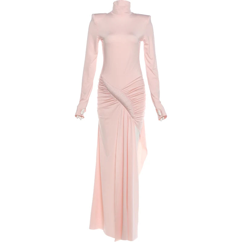 👑 QUEEN COL ROULÉ FRUCHÉ — ROBE LONGUE COL ROULÉ & RUCHÉS SIGNATURE