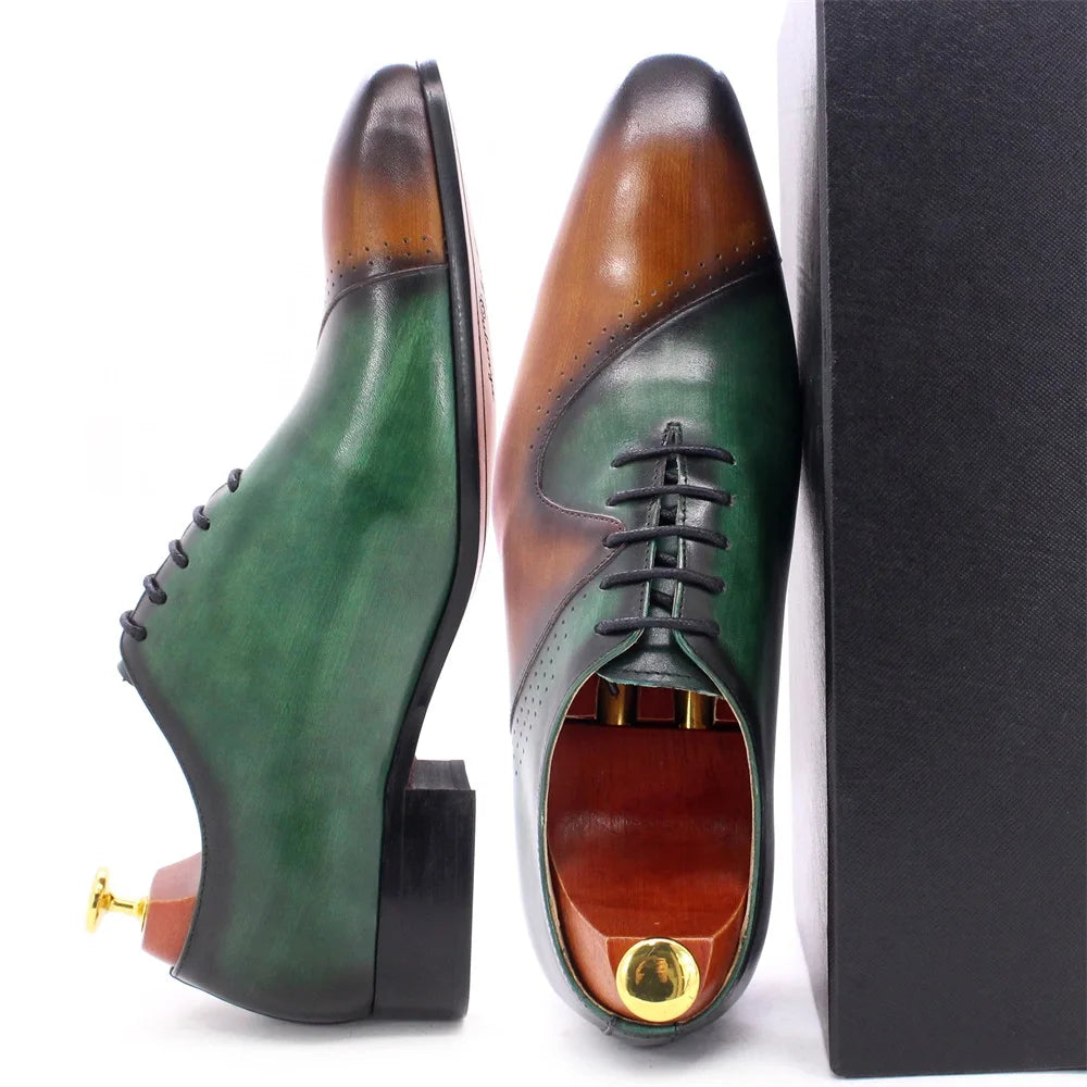 👑 Royal Oxford Italien – Marron & Vert Signature
