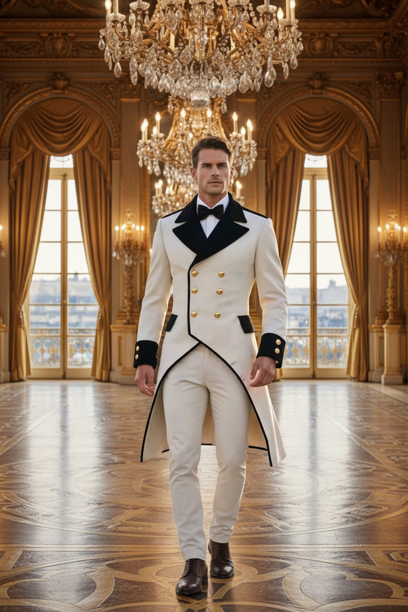 👑 KING DOUBLE PRESTIGE — SMOKING MARIAGE LUXE BLAZER LONG CROISÉ 2 PIÈCES