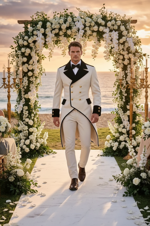 👑 KING DOUBLE PRESTIGE — SMOKING MARIAGE LUXE BLAZER LONG CROISÉ 2 PIÈCES