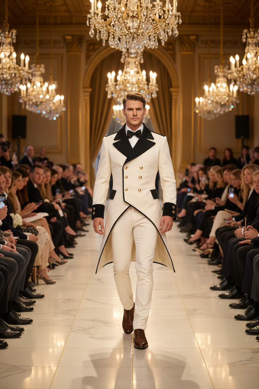 👑 KING DOUBLE PRESTIGE — SMOKING MARIAGE LUXE BLAZER LONG CROISÉ 2 PIÈCES