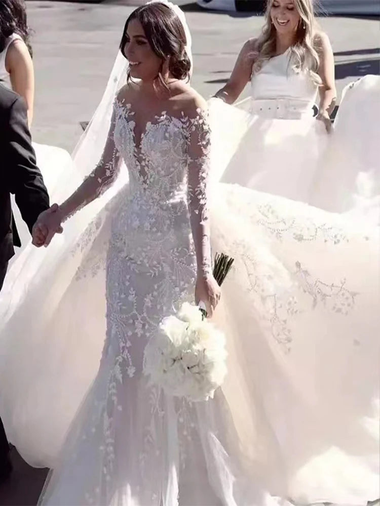 👑 QUEEN BRIDAL SIRÈNE — ROBE DE MARIÉE SIRÈNE COUTURE TRAÎNE DÉTACHABLE