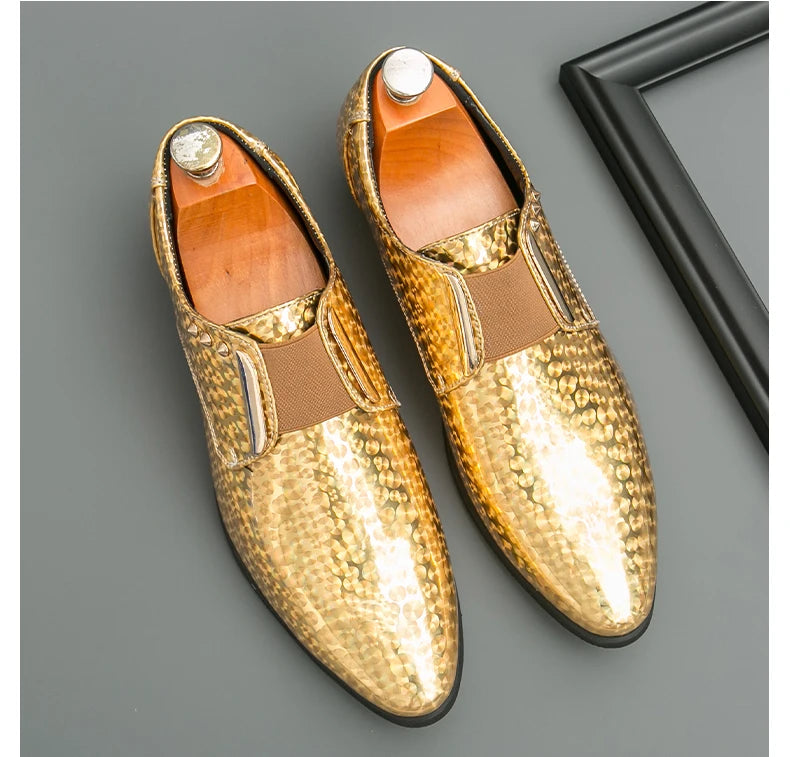 👑 Royal Or Bout Pointu – Oxford Talon Épais